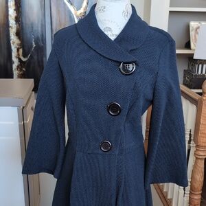 Joseph Ribkoff Elegant Deep Navy/ Black Buttoned Coat. P2P 20 L 35